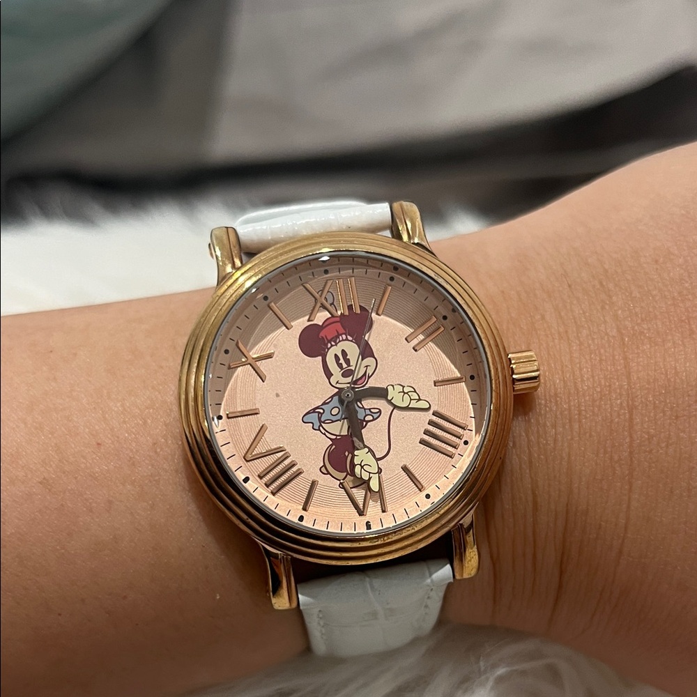 Disney Gold-Tone Watch with White Strap
